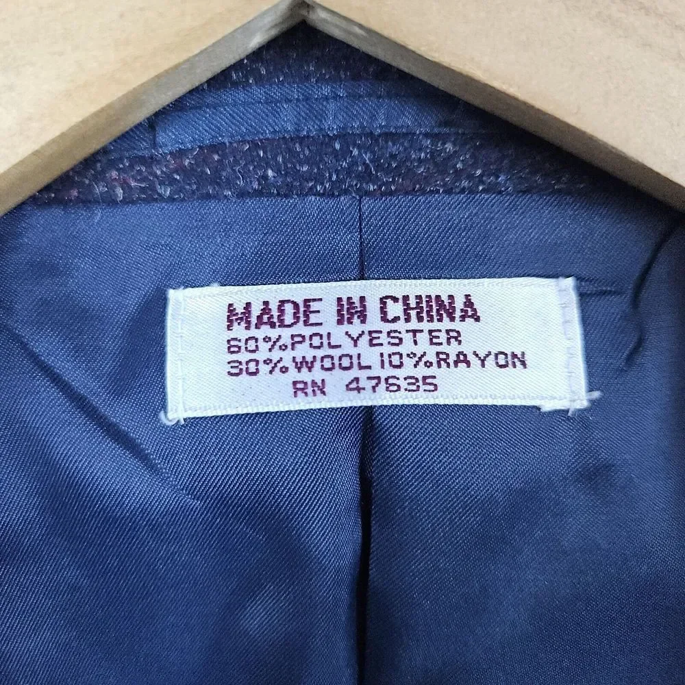 Gino Cappeli Designer Collection Men's Blazer‎ Size R42 Navy Blue Scratchy Wool
